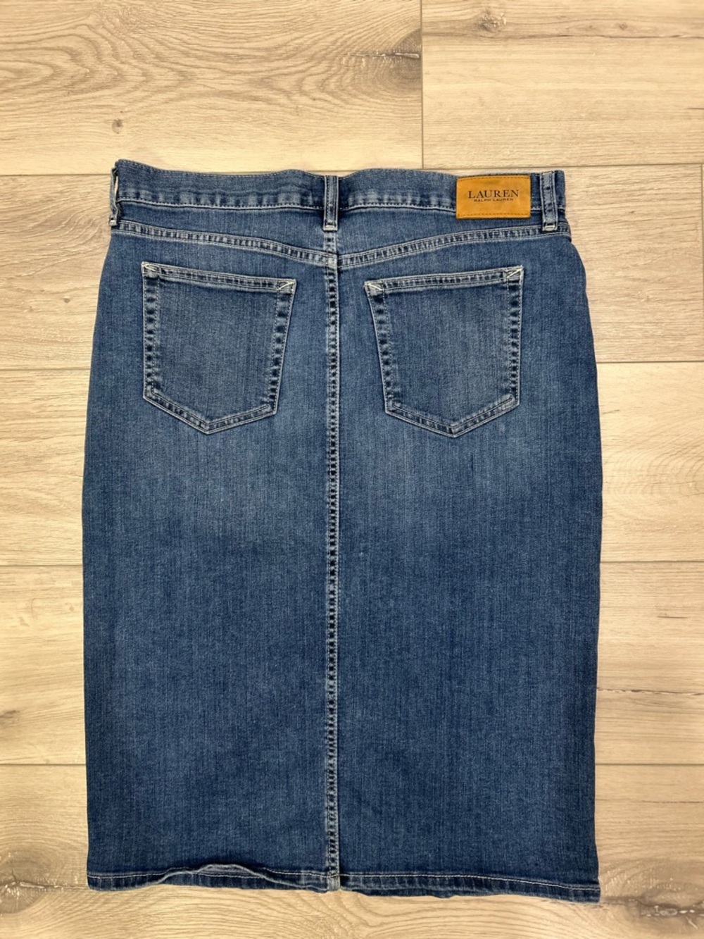 Lauren Ralph Lauren Women’s Denim Midi Skirt Size 8 Blue Stretch Classic Capsule - Picture 5 of 7
